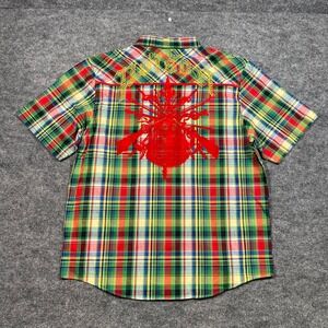 Clench Mens 2XL Plaid Short Sleeve Button Down Pick Your Poison Graphic Shirt